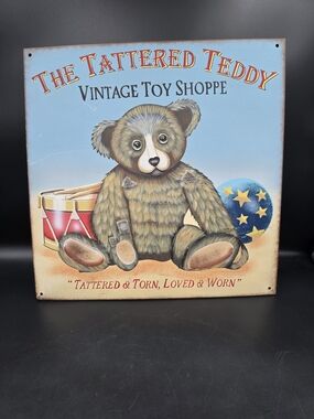 The Tattered Teddy Wall Decor - Blue